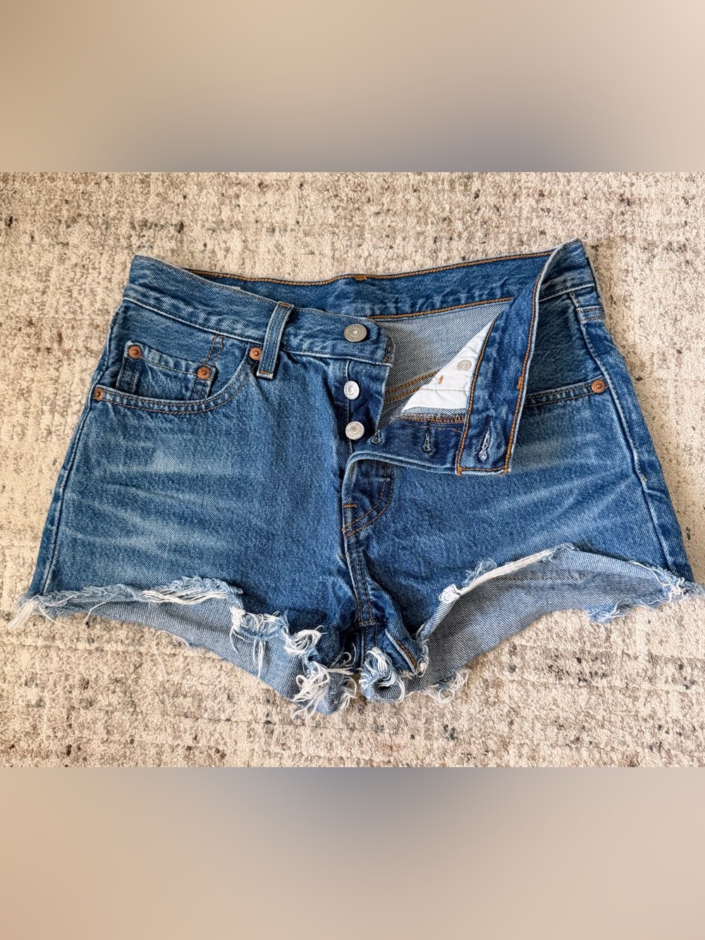 Levi's Blue Distressed Denim Cutoff Shorts